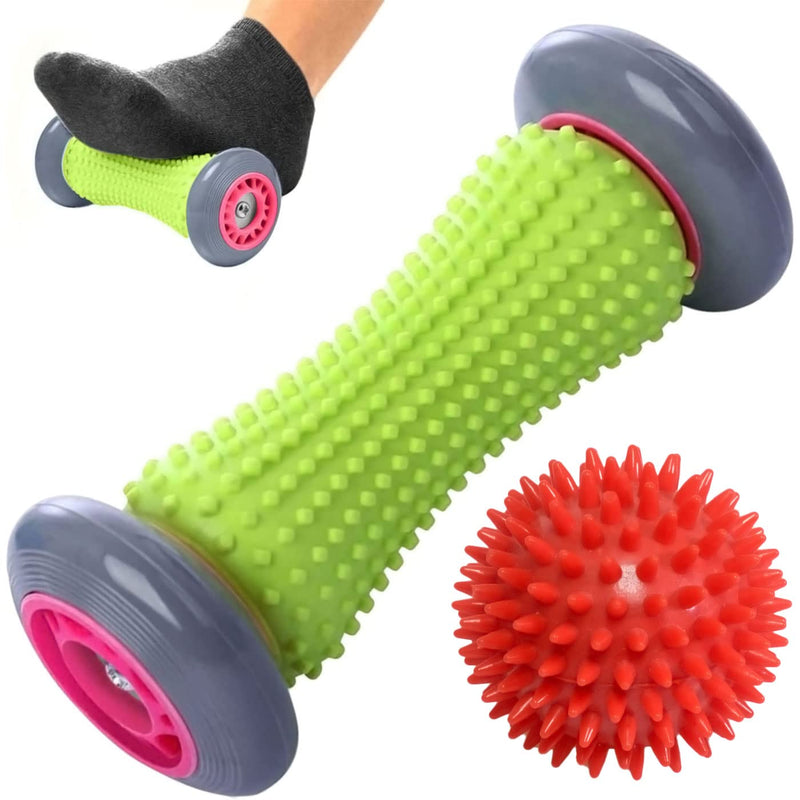 ROMIX Foot Massage Roller, Deep Tissue Trigger Point Muscle Roller Stick to Relieve Pain and Stress Plantar Fasciitis Recovery Therapy Tool Foot Massager for Tight Muscles, Feet, Hands, Arms, Legs Lime - BeesActive Australia