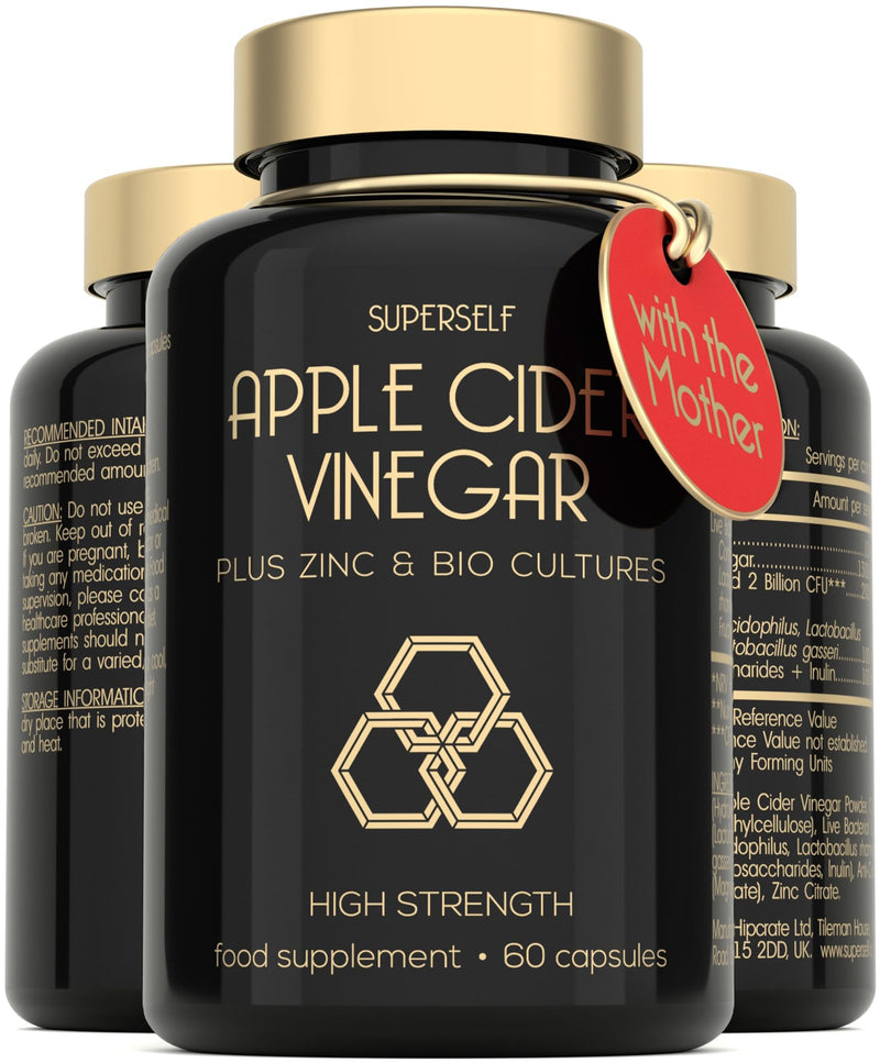 Apple Cider Vinegar Capsules with Mother - 1300mg High Strength - Enriched with Probiotics and Zinc for Metabolism & Digestive Support - 60 Tablets - Raw Unfiltered Apple Cider Vinegar - Vegan - BeesActive Australia