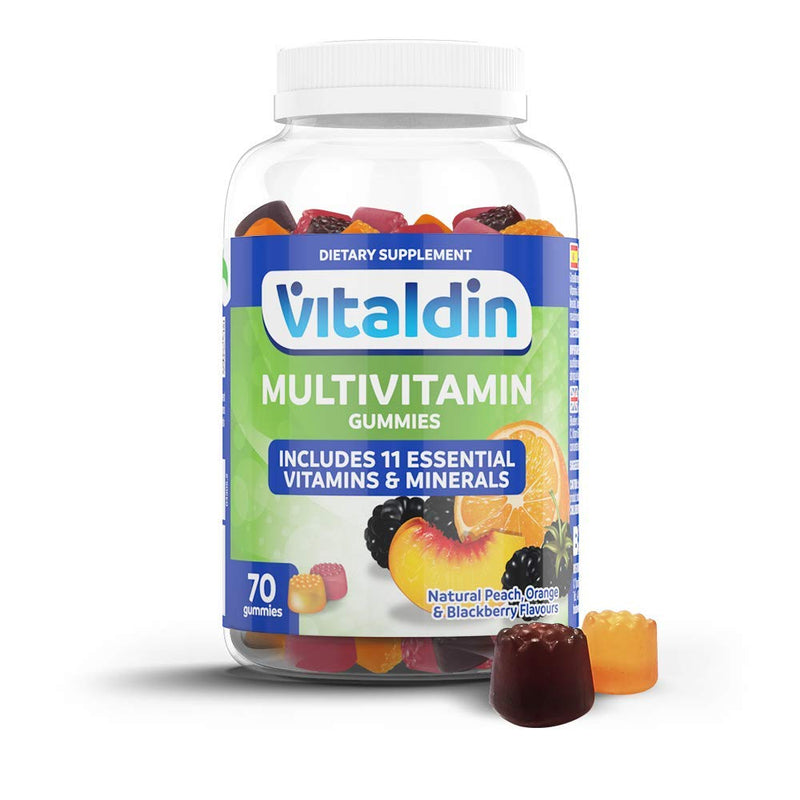 VITALDIN Adult Multivitamin Gummies � Food Supplement for Men & Women � 11 Vitamins & Minerals � 70 Chewable Gummies (1-Month Supply); Fruit Flavour � Vitality & Immune System Support � Gluten Free - BeesActive Australia