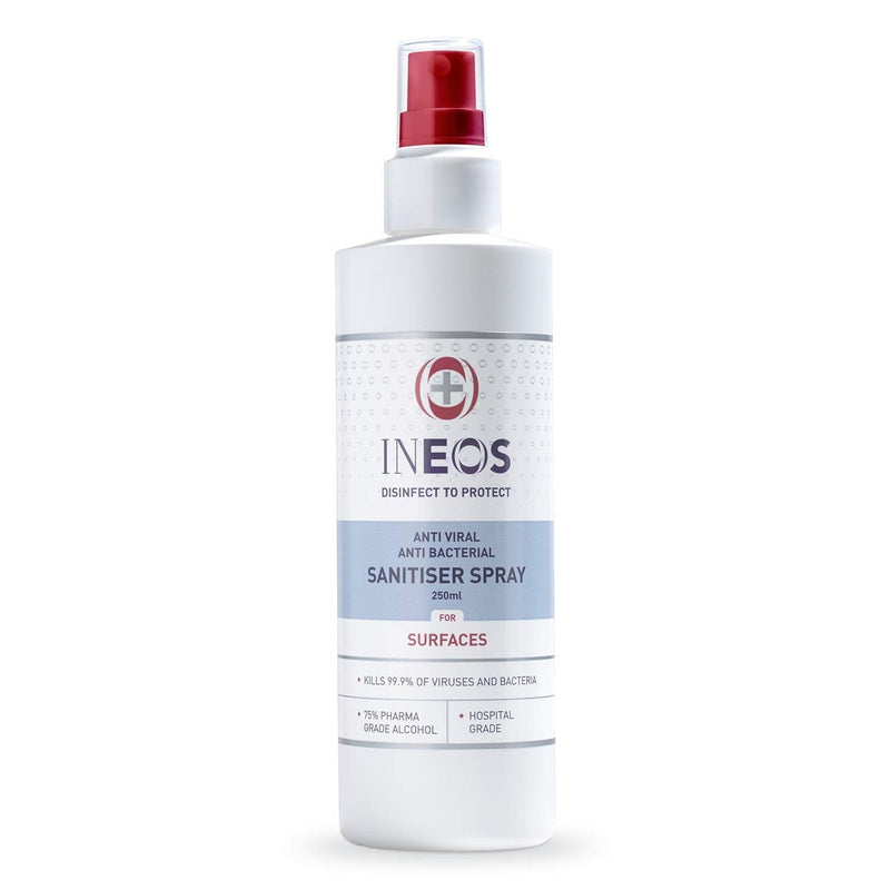 INEOS - Sanitiser spray – Surfaces - Hospital Grade - 75% pharma grade alcohol - 99.9% of viruses and bacteria – Bottle of 250ml - BeesActive Australia