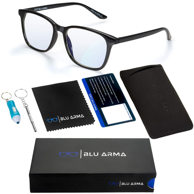 BLU ARMA� Blue Light Glasses for Men & Women with Glasses case � Reading Glasses - Gaming Glasses to Prevent Migraine, Eye Strain, and Improve Sleep � UV 400 Protection - CE & FDA Certified Black Panther - BeesActive Australia