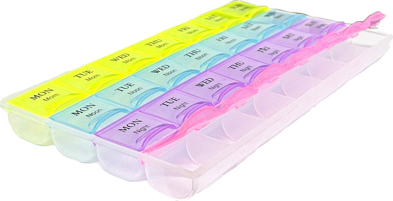 Weekly Pill Box 7 Day 28 Compartments Tablet Organiser with Labels Requisite Needs - BeesActive Australia
