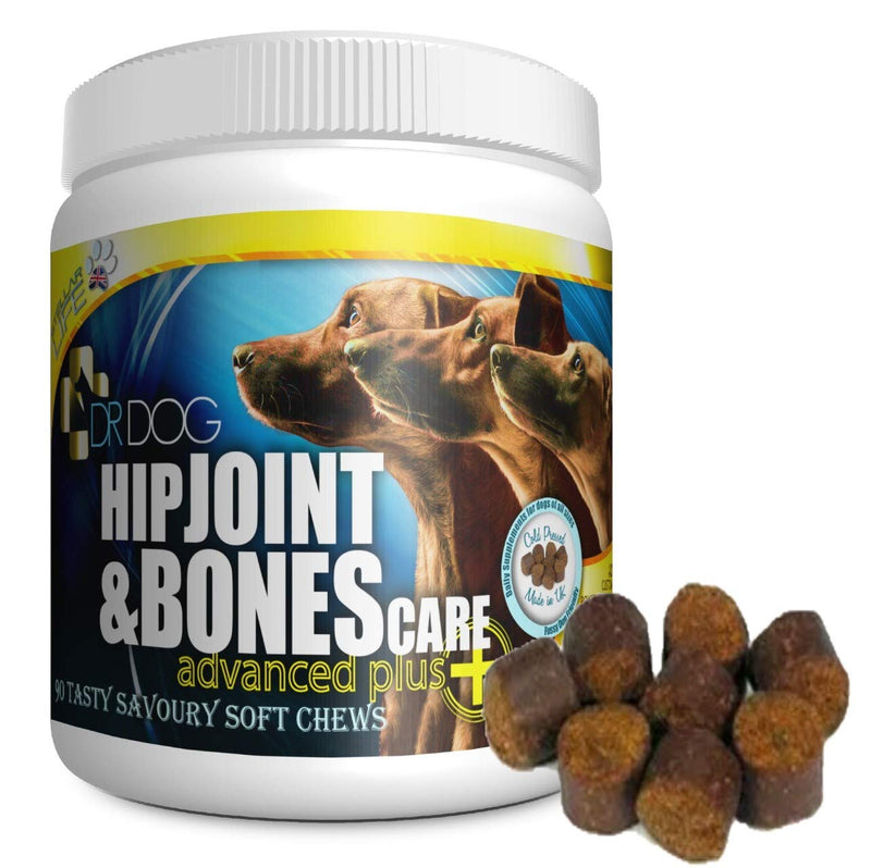 DR DOG Joint Supplement - 90 Cold Pressed Soft Chew Dogs Joint Supplements - Hip & Joint Care for Dogs – Bacon Flavoured Dog Joint Care Chews – Chondroitin - Glucosamine for Dogs –Vet Grade-Made in UK