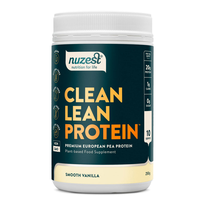 Nuzest - Pea Protein Powder - Clean Lean Protein - Smooth Vanilla - Vegan Protein Shake - Plant-Based Low Calorie & Low Carb - Lactose Free - Gluten Free - Dairy Free - 250g (10 Serving) - BeesActive Australia
