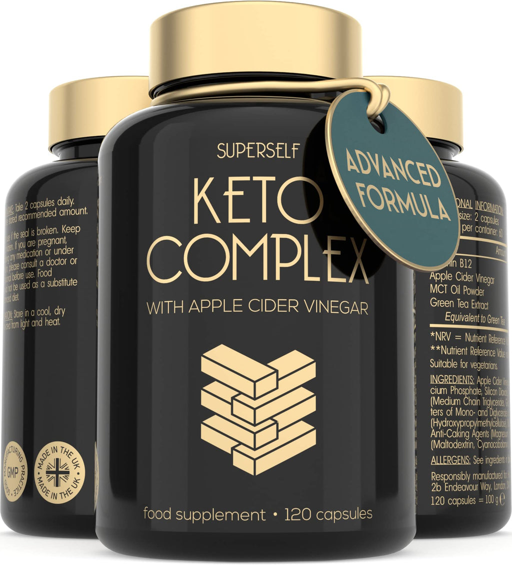 Keto Diet Pills - Advanced Keto Complex with Apple Cider Vinegar 1000mg, MCT Oil, Vitamin B12, Green Tea Extract - 120 Capsules - Keto Tablets Supplement for Men & Women - Made in The UK - BeesActive Australia
