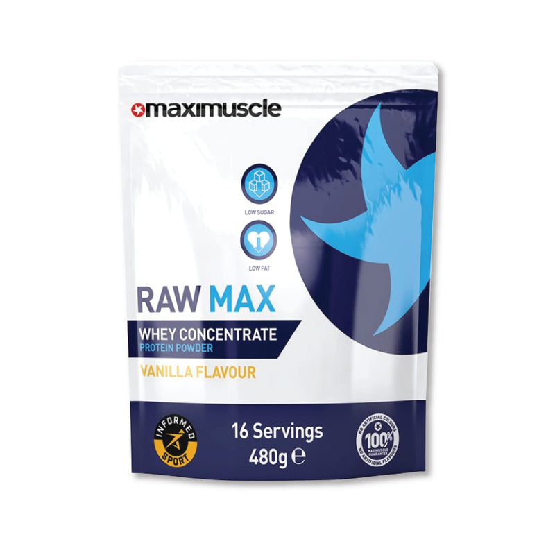 Maximuscle Raw Max | Whey Protein Powder | Protein Shake with Whey Concentrate | Low Fat, Low Sugar, Gluten-Free | Vanilla, 480g - 16 Servings 480 g (Pack of 1) - BeesActive Australia