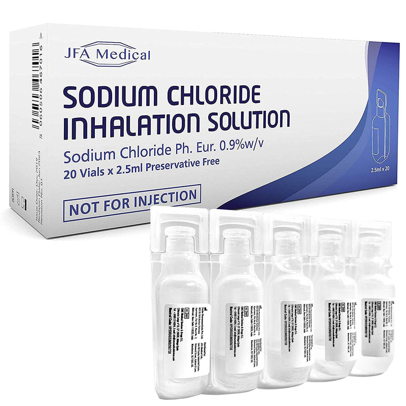 JFA Medical Isotonic Sodium Chloride 0.9% NaCl Inhalation Saline Solution humidifying Airway Box of 20 X 2.5ml Unit-dose vials - BeesActive Australia