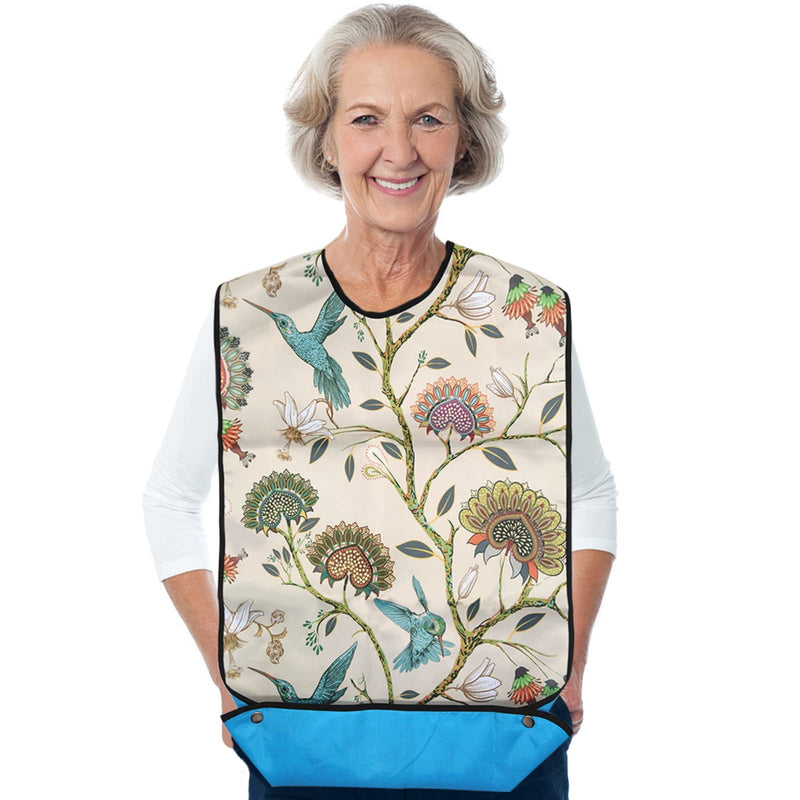 Adult Bib, Waterproof Washable Mealtime Clothes Protector Elegent Aid Apron with Crumb Catcher Women - BeesActive Australia