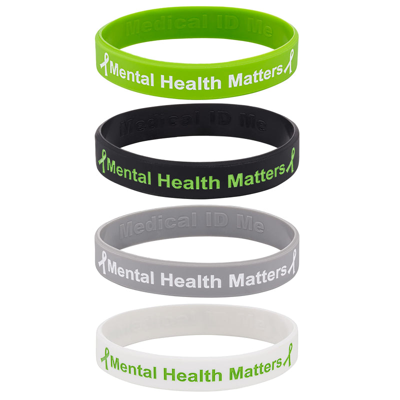 Set of 4 Mental Health Matters Awareness Bracelet Motivational Men's Women's Mental Health MHA (Large 20cm) Large 20cm - BeesActive Australia
