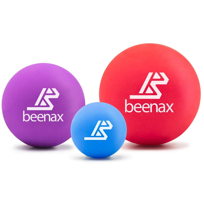 Beenax Lacrosse Massage Ball (Set of 3) - Perfect for Trigger Point Therapy, Myofascial Release, Plantar Fasciitis, Deep Tissue and Muscle Relief - Designed to Relieve Stress and Relax Tight Muscles - BeesActive Australia