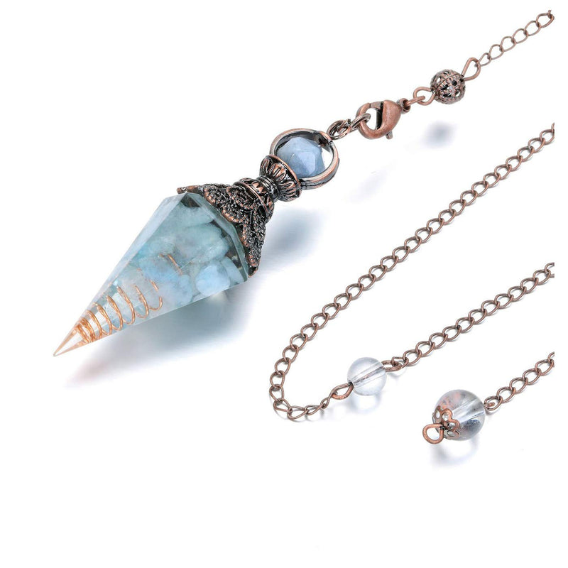 JOVIVI Aquamarine Dowsing Pendulum Crystal Healing Blue Hexagonal Gemstone Crystals Point Pendulum for Divination Scrying Dowser - BeesActive Australia