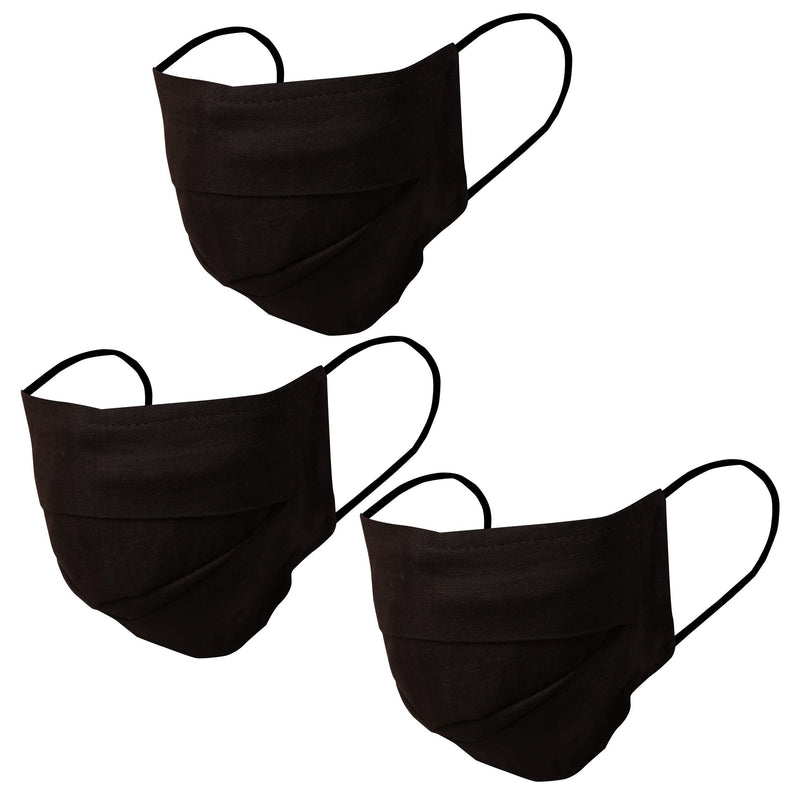 Touchstone soft cotton filter pocket double layer face mask Reusable Machine Washable for men, women. (Pack of 3). Jet black - BeesActive Australia
