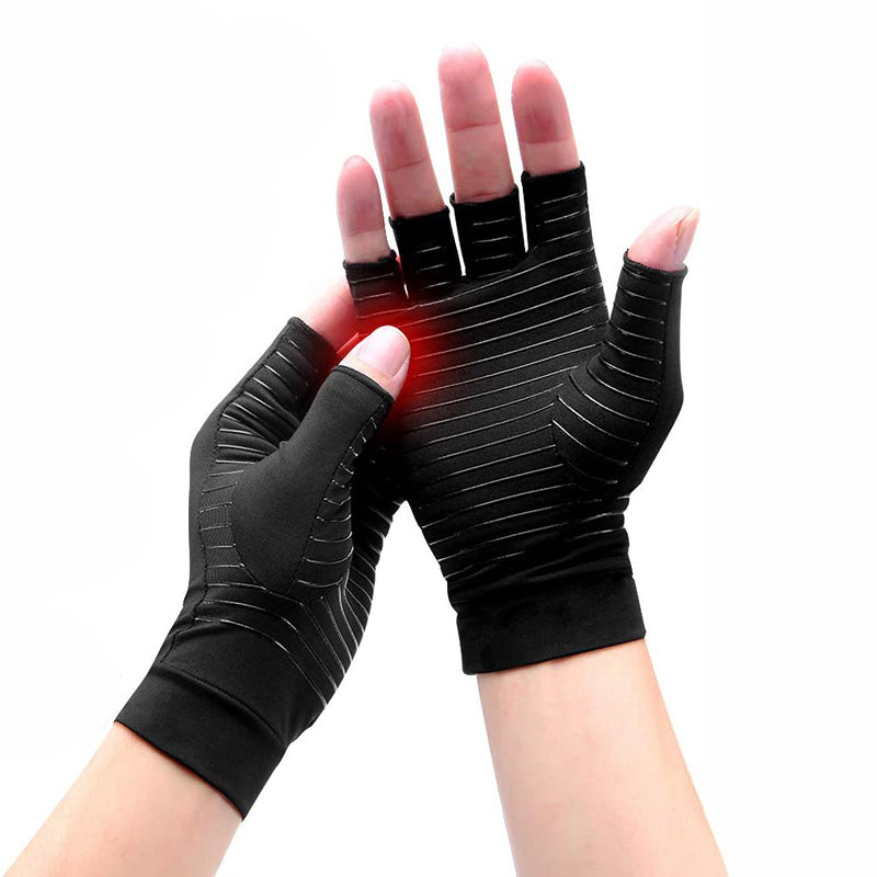 Hotcakes Copper Compression Gloves Therapy - Copper Infused Arthritis Gloves For Women And Men Offers Hand Support For Carpal Tunnel, Raynauds and Provide Arthritis Pain Relief For Hand[1 Pair ] M Fingerless - BeesActive Australia