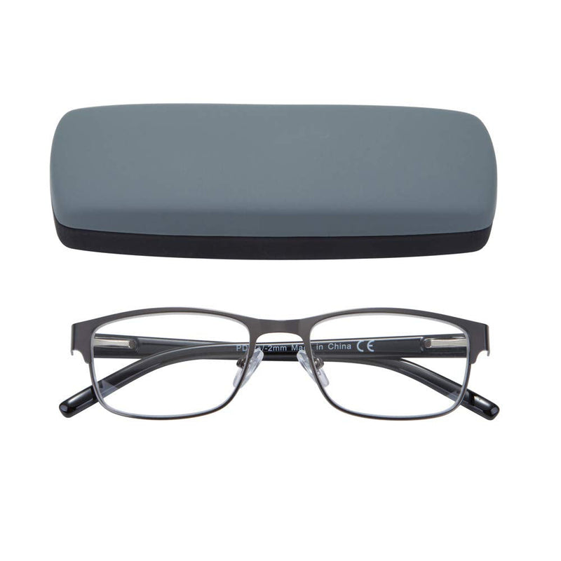 EYEGUARD Mens Reading Glasses, 1 Pair Rectangular Lightweight Metal Readers for Men Grey 2.5 Dioptres - BeesActive Australia