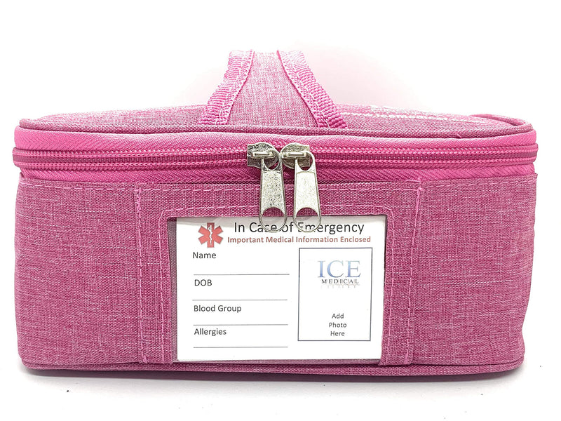 ICE Medical Pink Midi Epipen Syringe Asthma Medication Case/Bag - Allergies, Diabetes, Inhalers, Syringes, Insulin etc - BeesActive Australia