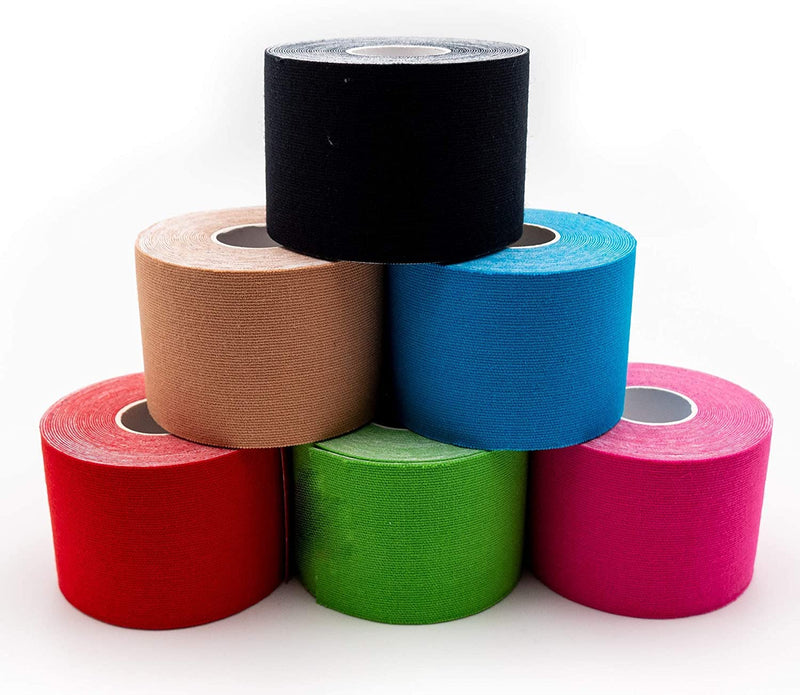 Axion Kinesiology Tapes. Set of 6. Different Waterproof Colours. Skin-Friendly Elastic Self-Adhesive Bandage Physio Tape Ideal for Sports and Everyday Use on Ankle, Back, Neck, Knee, or Shoulder 02) Mixed Set of 6 - BeesActive Australia