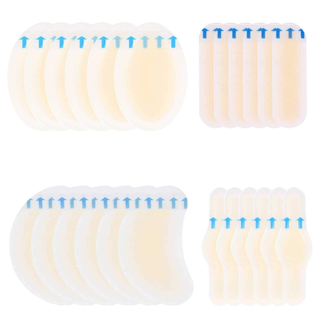 24Pcs Invisible Blister Plasters Bandages Hydrocolloid Gel Dressing Blister Cushion Pads Gel Blister Guard Blister Prevention Patches Waterproof Blister Protector Hydro Seal Band Aid for Heel Foot Toe 24pcs - BeesActive Australia