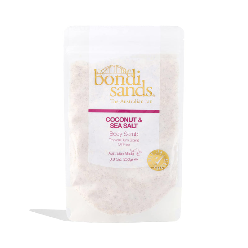 Bondi Sands Tropical Rum Coconut & Sea Salt Body Scrub | Oil-Free Formula Gently Exfoliates + Removes Impurities with Coconut Husk & Walnut Shell, Self Tan Friendly, Vegan + Cruelty Free | 250g/8.8 Oz - BeesActive Australia