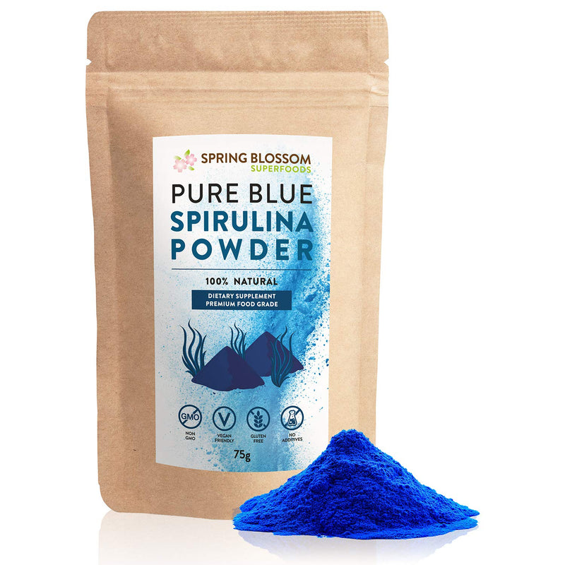 75G Blue Spirulina Powder 100% Natural Phycocyanin Vibrant Blue Colour Premium Quality Vegan Superfood Packed with Antioxidants, Protein, Vitamins & Amino Acids, Nutrient-Dense Immune System Booster - BeesActive Australia