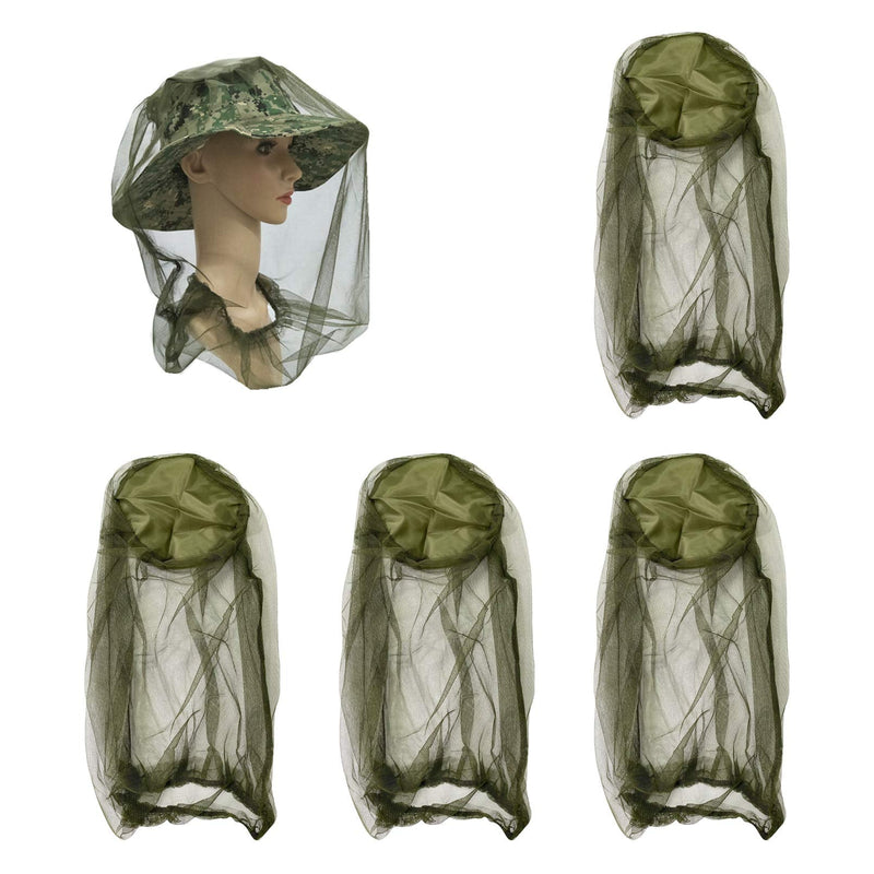 4Pcs Mosquito Head Net Anti Insect Midge Net Head Cover, Head Net Mesh for Outdoor Hiking Camping Fishing, Green - BeesActive Australia