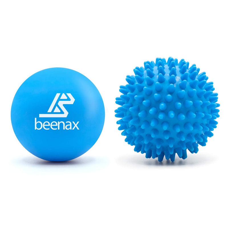 Beenax Lacrosse & Spiky Massage Ball Set - Perfect for Trigger Point Therapy, Myofascial Release, Plantar Fasciitis, Deep Tissue and Muscle Relief - Designed to Relieve Stress and Relax Tight Muscle Blue - BeesActive Australia