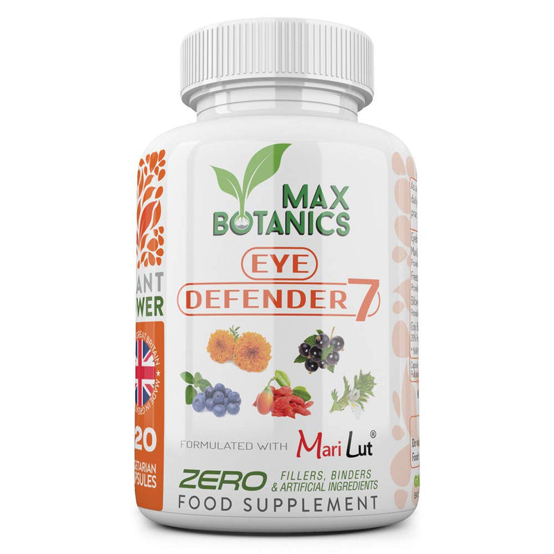 Eye Defender 7 | 120 Capsules | Lutein, Zeaxanthin, Meso-Zeaxanthin, Bilberry, Goji, Blackcurrant, Eyebright | No Additives | Vegan | UK Made | GMP (120 Capsule Bottle) 120 Count (Pack of 1) - BeesActive Australia