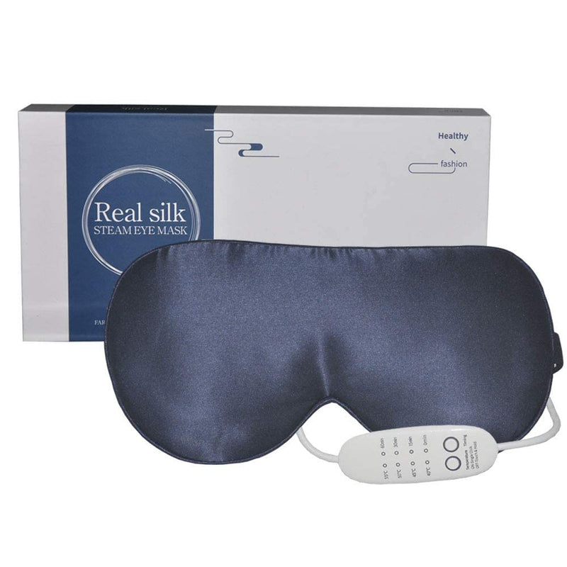 Silk Heated Eye Mask, PJYU Hot Eye Compress for Dry Eyes, Puffy Eyes, Blepharitis Treatment, Relieve Eye Strain, Styes Eye, MGD and Dry Eye Syndrome (Navy Blue) - BeesActive Australia