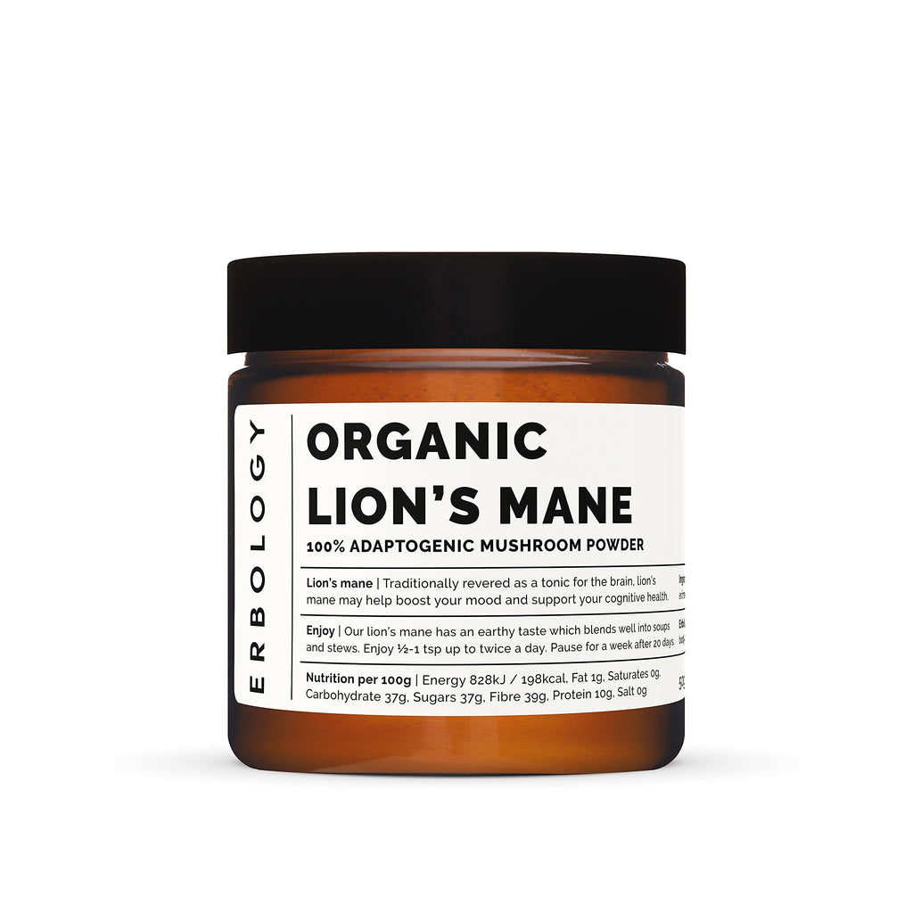 100% Organic Lion's Mane Mushroom Powder 50 Servings - 32% Beta-glucans - Calm and Focus - Hericium Erinaceus - Small Batch - Sustainably Grown in Europe - Vegan - Non-GMO - No Added Fillers - BeesActive Australia