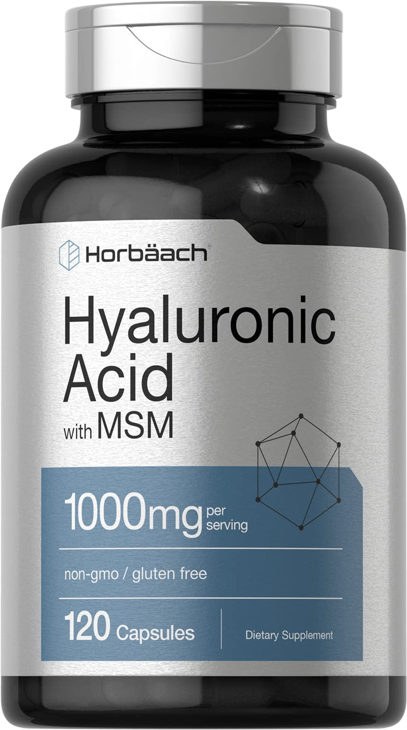 Hyaluronic Acid with MSM | 1000 mg | 120 Capsules | Non-GMO and Gluten Free Supplement | Bioavailable Formula | by Horbaach - BeesActive Australia