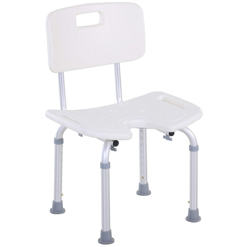 HOMCOM 8-Level Height Adjustable Bath Stool Spa Shower Chair Aluminum w/Non-Slip Feet, Handle for the Pregnant, Old, Injured - BeesActive Australia