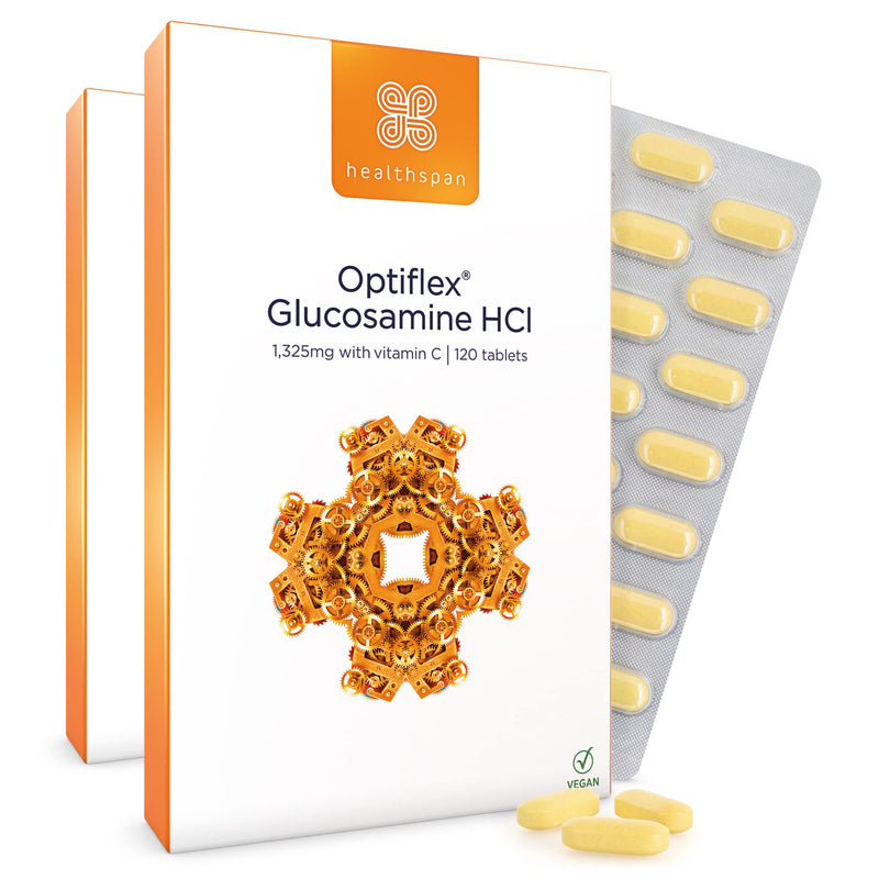 Healthspan Optiflex Glucosamine HCI 1,325mg with Vitamin C (8 Months' Supply) | Shellfish Free Vegan Tablets for Joint Health | 40% More glucosamine Than Glucosamine Sulphate | Added Vitamin C - BeesActive Australia