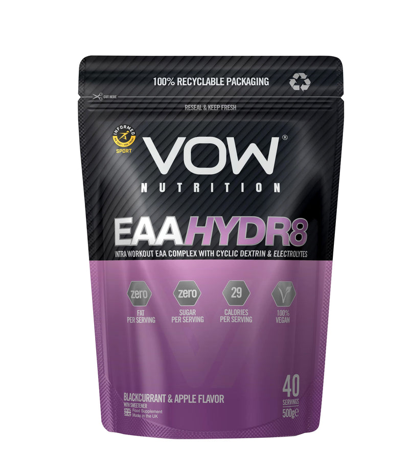 Vow EAA Hydr8 - Essential Amino Acids, BCAAs, Electrolytes, Hydration Energy Intra Workout Drink Informed Sports (Blackcurrant and Apple) Blackcurrant and Apple - BeesActive Australia