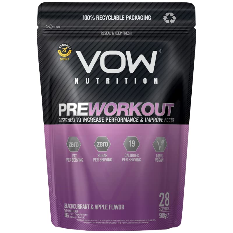 VOW Pre Workout Advanced Complex with Creatine, Beta Alanine, Caffeine, Improve Energy & Focus (Blackcurrant & Apple) Blackcurrant & Apple - BeesActive Australia