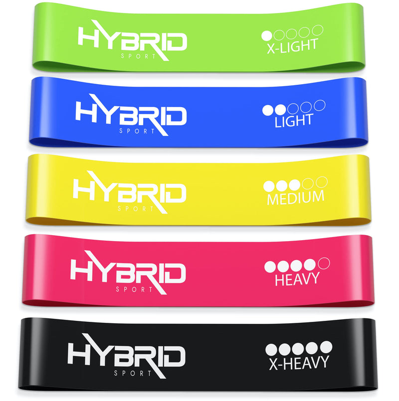 Hybrid Resistance Bands [Set of 5] PREMIUM Skin Friendly | 5 Strength Levels Loop Exercise Bands for Pilates, Training, Physio Therapy, Stretching, Home Gym | FREE Guide and Bag for Men and Women… Mixed - BeesActive Australia