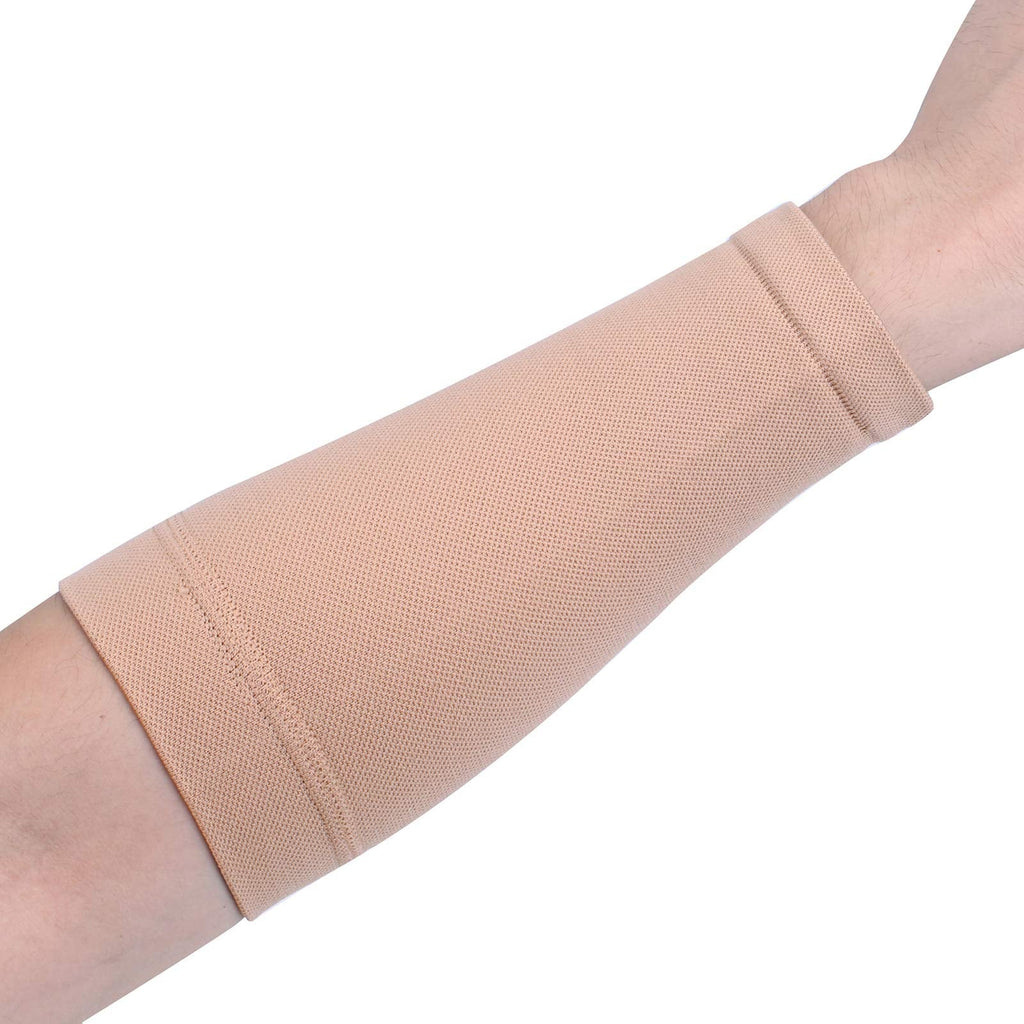 20LY 1 Pair Full Forearm Compression Sleeves Tattoo Cover Up Sleeve for Men Women UV Protection Beige M - BeesActive Australia