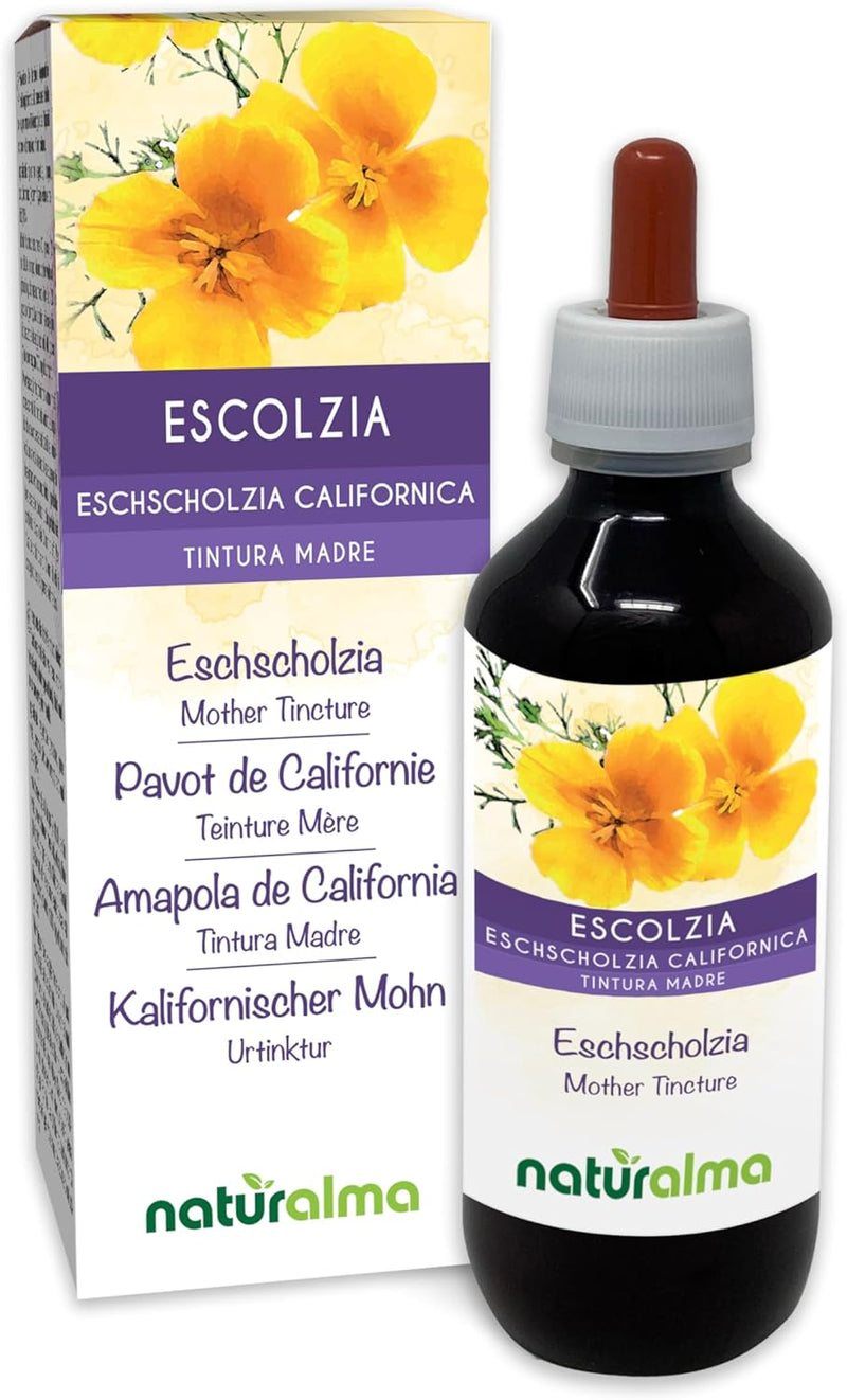Eschscholzia (Eschscholzia californica) herb Alcohol-Free Mother Tincture Naturalma | Liquid Extract Drops 200 ml | Food Supplement | Vegan - BeesActive Australia