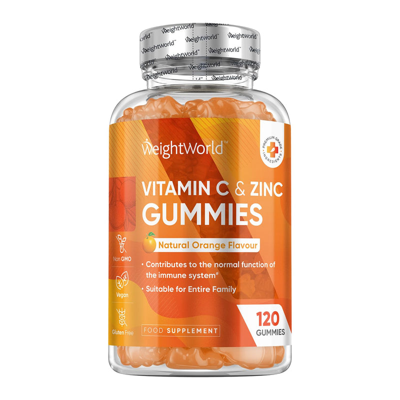 Vitamin C and Zinc Gummies for Adults & Kids - 200mg VIT C as L-Ascorbic Acid - 120 Chewable Vitamin C Gummies - Low Sugar, Natural Orange Flavour, Immunity Vitamins - Hair, Skin & Nail Vitamins - BeesActive Australia