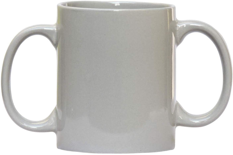 Dual Handle Mug | Two Handled Ceramic Drinking Mug for Secure Hold | 11.83 Fl. Oz. (350 Ml) - Grey Color - BeesActive Australia