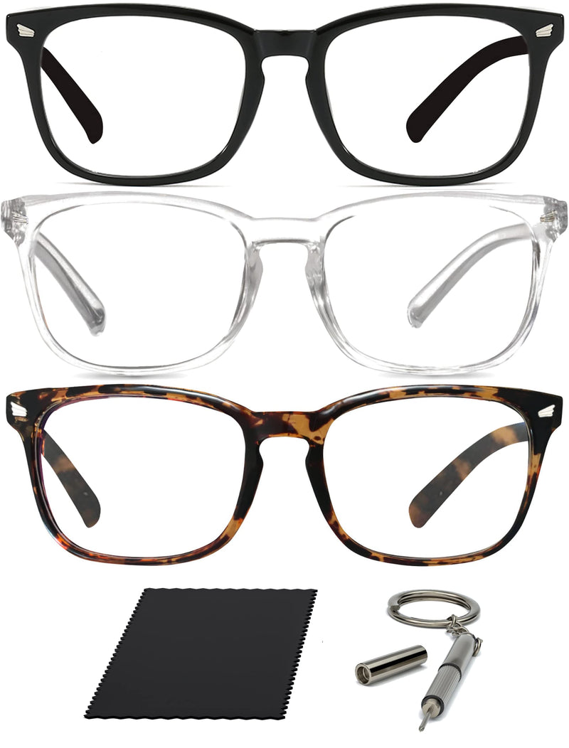 Riccardo Materossi� - Premium 99.9% Blue Light Blocking Glasses (380-410nm) - Reduce Headaches and Improve Sleep - UK Brand [3 Pack] 3 Square Frames - BeesActive Australia