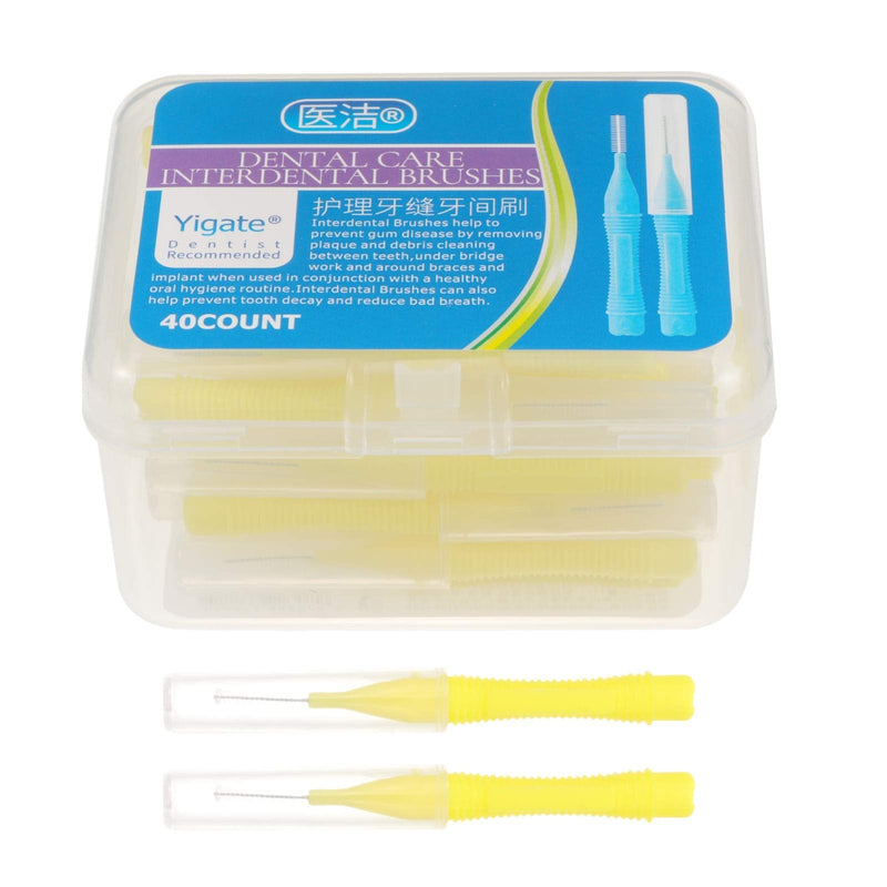 Healifty 40pcs Interdental Picks Dental Brush Picks Dental Floss Interdental Cleaners Yellow 0.4mm 6.5X0.66cm - BeesActive Australia