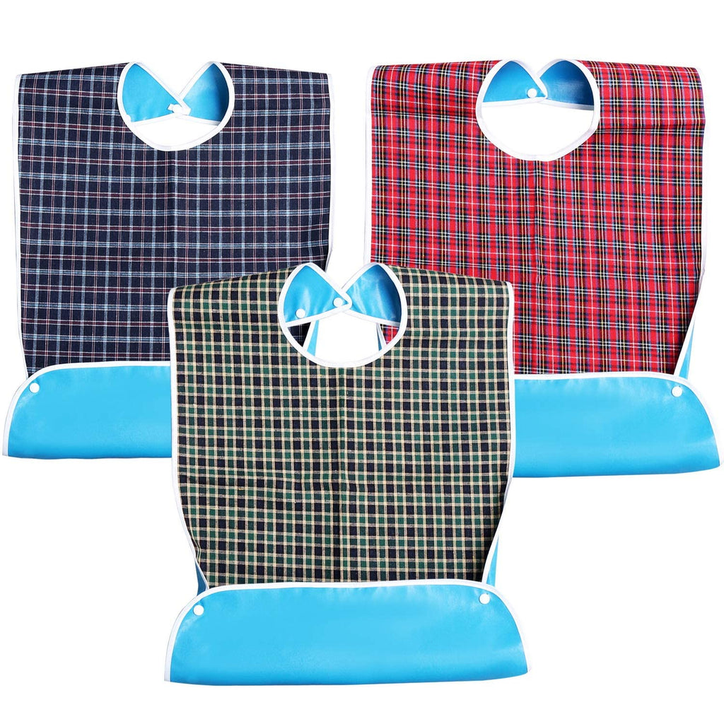 kuou Adult Bibs, Adult The Eldly Bib Adult Washable Dining Bibs for Elderly （3 Pack,Red,Green,Blue） - BeesActive Australia