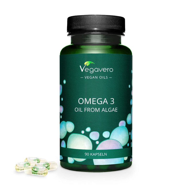 Vegan Omega 3 Vegavero� | Algae Oil with DHA & EPA | 90 Vegan Capsules (GreenCaps�) | NO Additives - BeesActive Australia