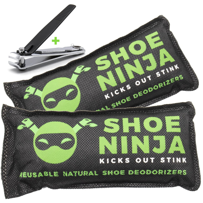Shoe Deodorizer, Bamboo Charcoal Shoe Odour Eliminator Bags, Foot Deodorant Inserts - 2 Pack of Shoe Fresheners with Nail Clippers - BeesActive Australia