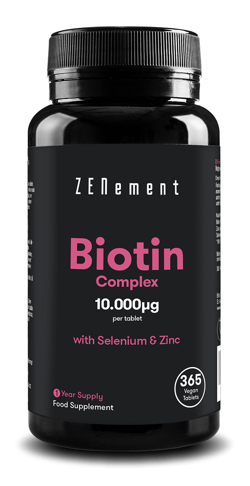 Biotin Hair Growth Supplement, 365 Tablets Enhanced with Zinc & Selenium, Hair Vitamins Complex | Biotin 10000 mcg | Vegan Supplement, Hair Skin and Nails Vitamins for Women & Men | Zenement - BeesActive Australia