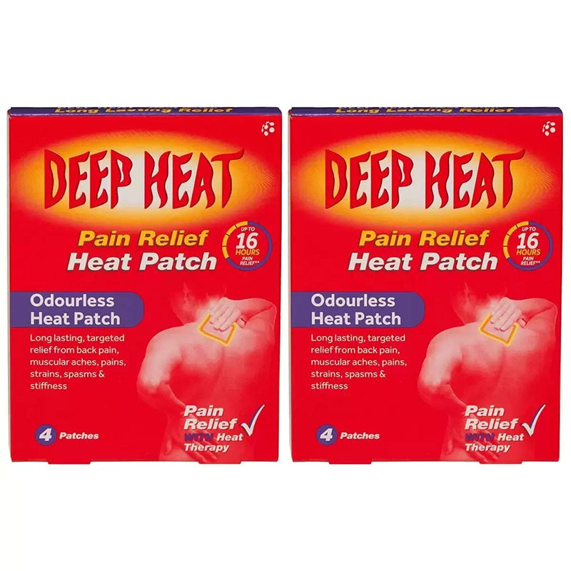 Deep Heat Pain Relief Heat Patches | Pain Relief with Heat Therapy | 4 Patches (Pack of 2) - BeesActive Australia