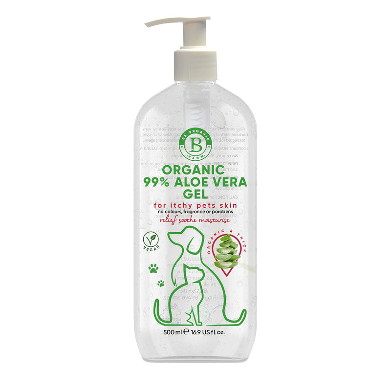 Aloe Vera Gel for Dogs & Cats | itchy dog skin relief | soothe, moisturiser, after sun care for dry pets skin | stings, insect bites 100% pure ingredients 500ml