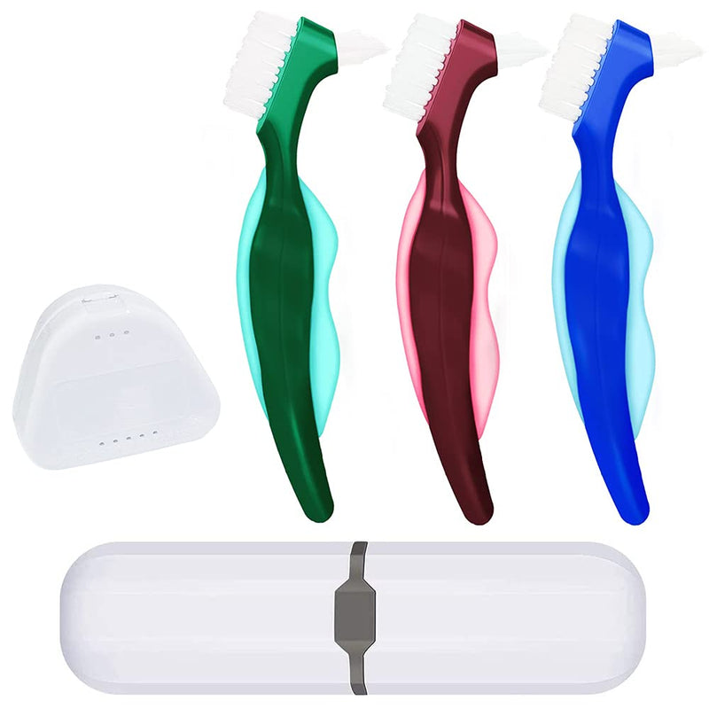 Denture Cleaning Brush，5 Pcs False Teeth Brushes Denture Cleaner Toothbrush Hard Denture Brush Double-Sided Toothbrush，for False Teeth Cleaning - BeesActive Australia