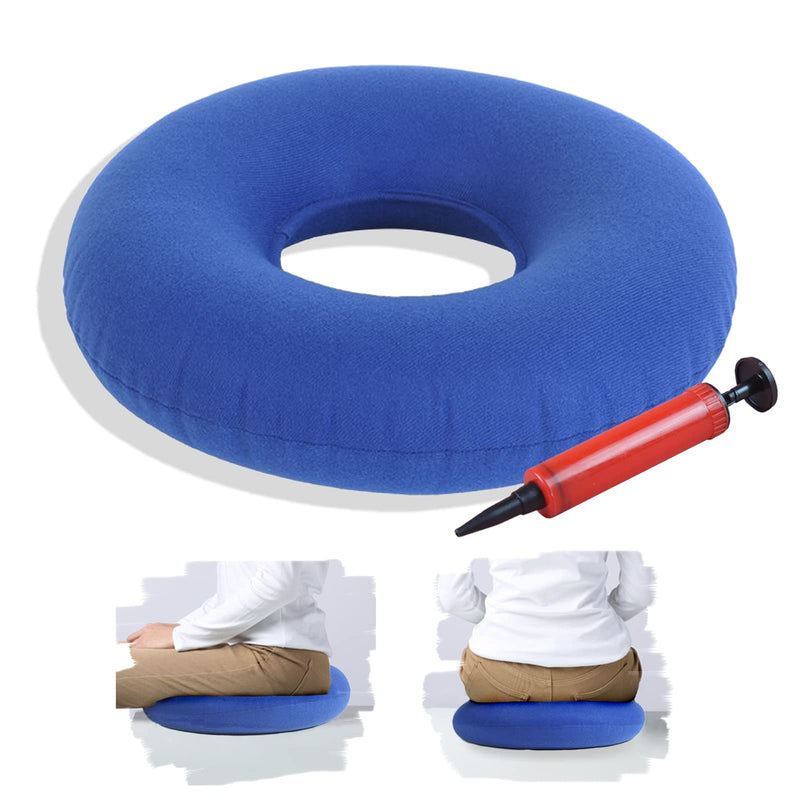 TUAKIMCE Donut Cushion Prostate Seat Doughnuts, Portable Donut Cushion for Pressure Relief, Pressure Cushion for Hemorrhoids, Prostate, Post Natal, Surgery, Pressure Sores- Air Pump Included (Blue) Blue - BeesActive Australia