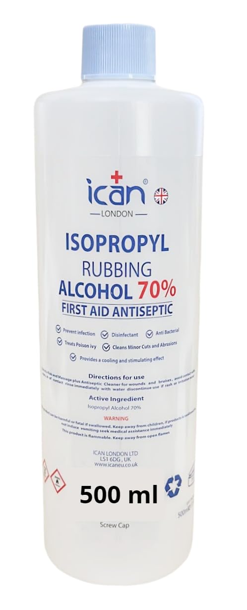 ican london isopropyl rubbing Alcohol 70% First aid Antiseptic 500ml 500 ml (Pack of 1) - BeesActive Australia