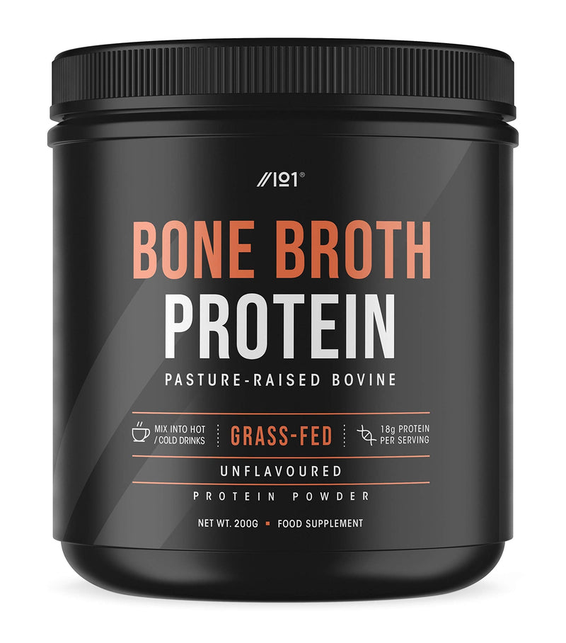 Grass-Fed Bone Broth Beef Protein Powder - 200g - Unflavoured - 100% Pasture Raised Bovine - Paleo & Keto Certified. Halal, Kosher, 200 g (Pack of 1) - BeesActive Australia